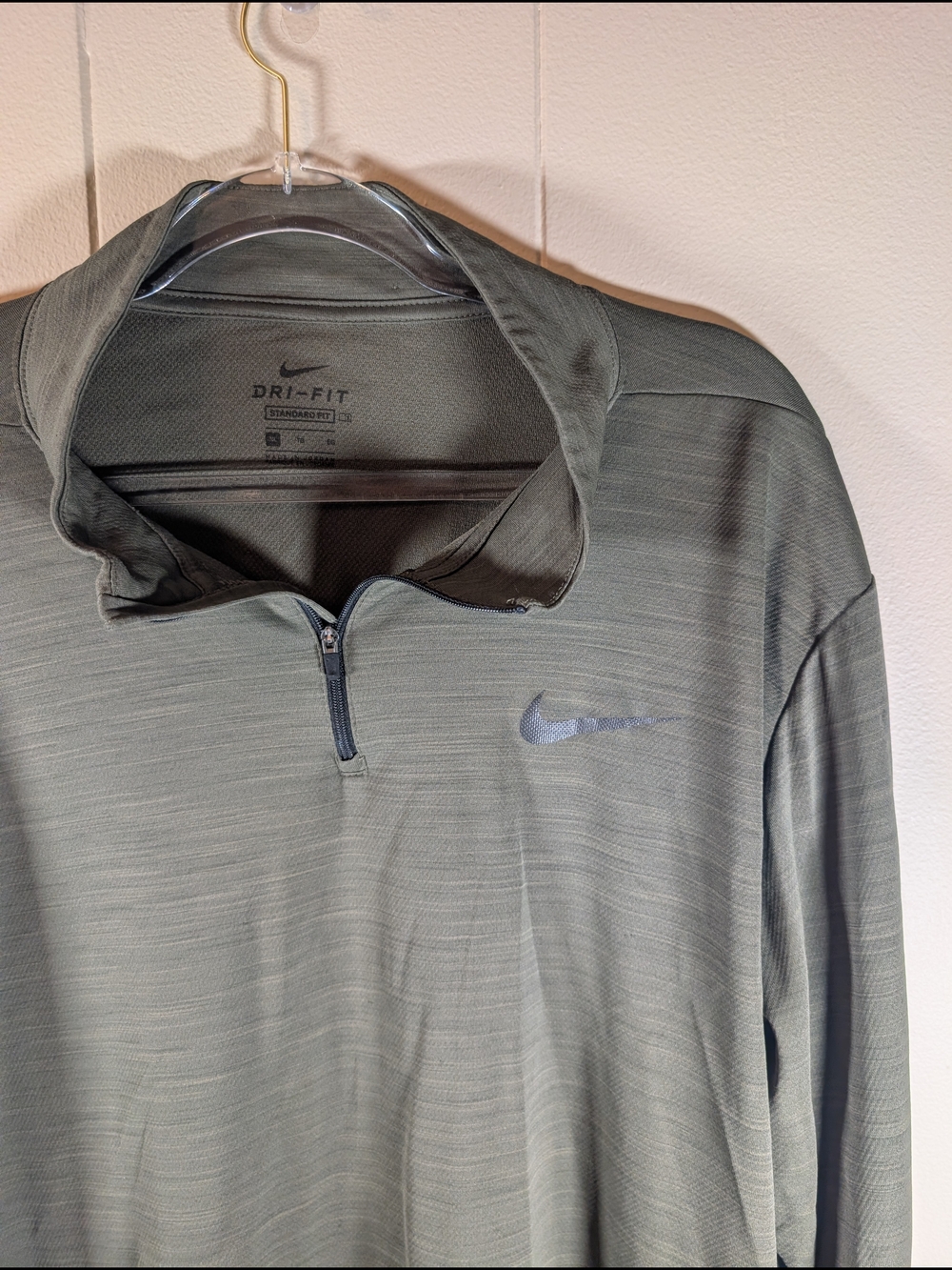 Nike Dri-FIT Standard Fit 1/4 Zip Pullover Olive Green Men’s Size XL